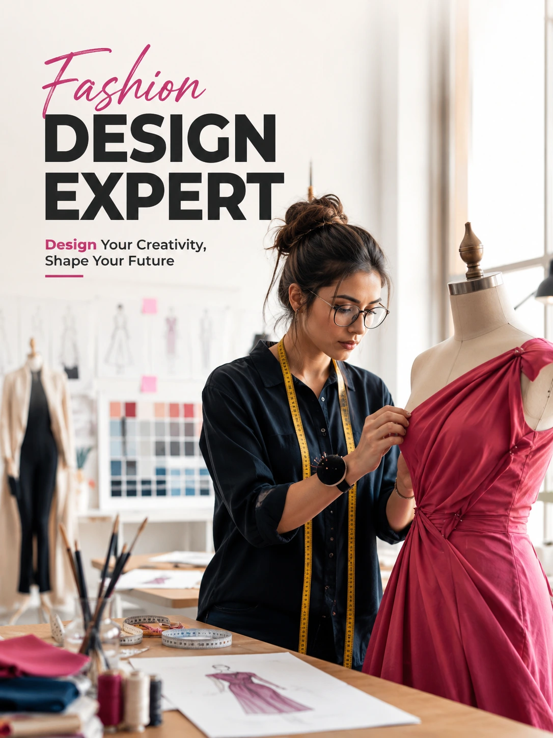 Experienced fashion designer teaching students